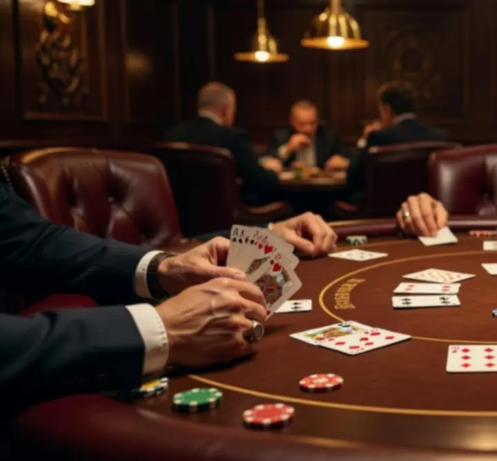 Gracze podczas gry cash game przy stole pokerowym w Trevio Space