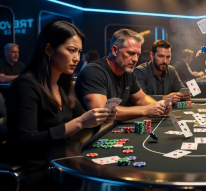 Emocjonująca rozgrywka pokerowa przy stole w Trevio Space